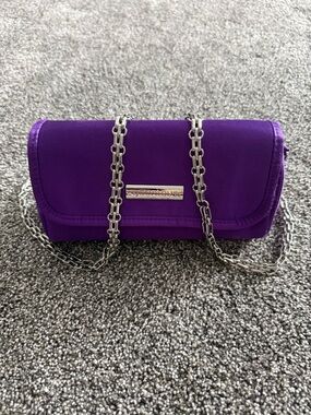 Younique Vibrant Purple Satin Chain Strap Clutch